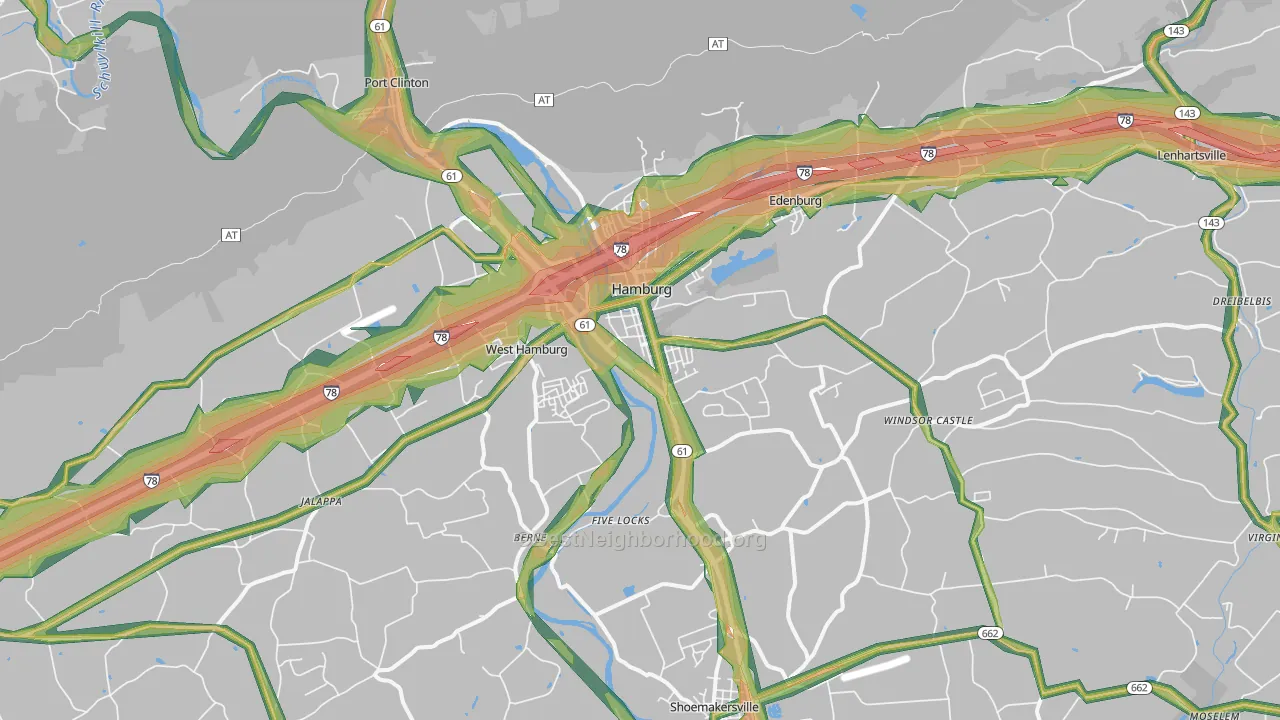 Hamburg, PA Map of Noise Levels in Hamburg