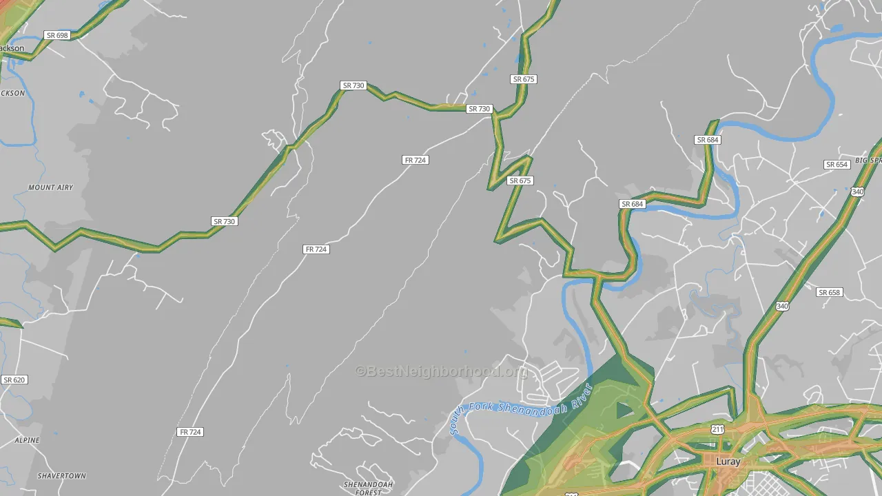 Hamburg, VA Map of Noise Levels in Hamburg