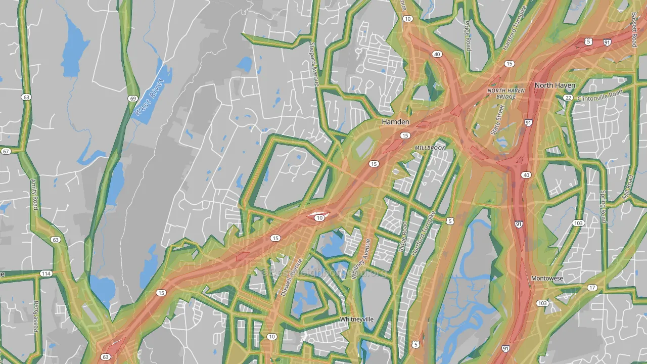 Hamden, CT Map of Noise Levels in Hamden