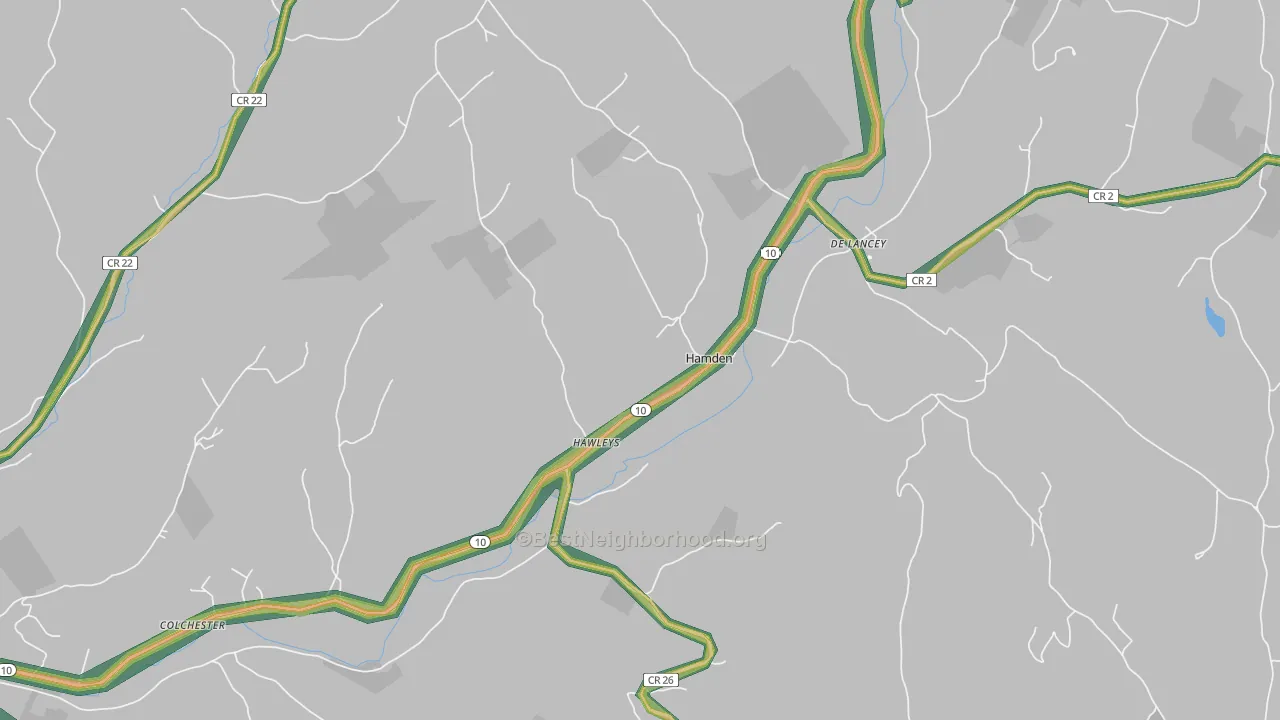 Hamden, NY Map of Noise Levels in Hamden