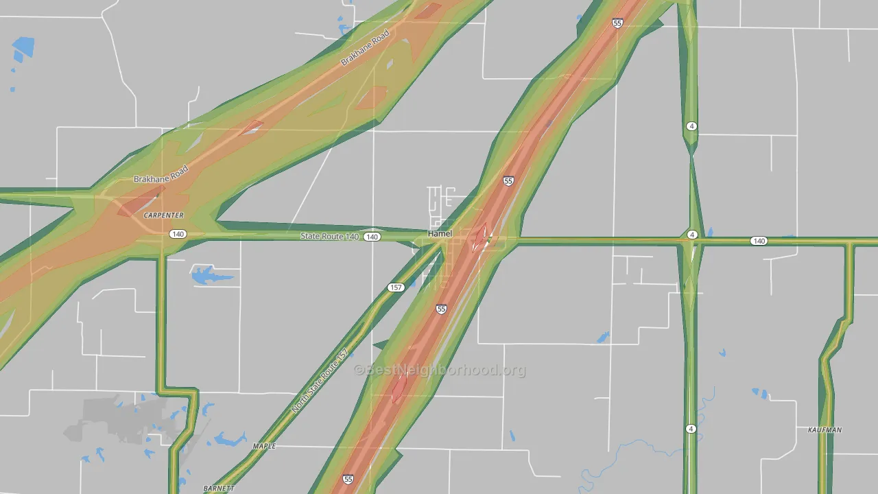 Hamel, IL Map of Noise Levels in Hamel