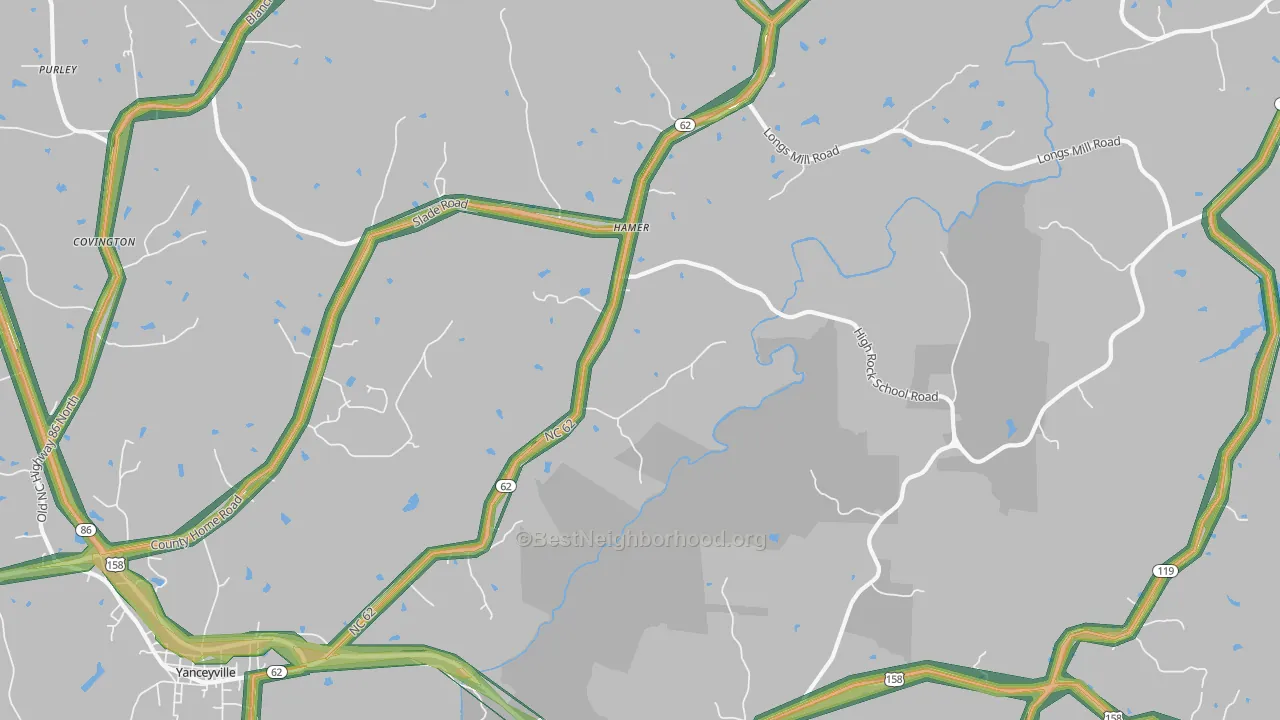 Hamer, NC Map of Noise Levels in Hamer