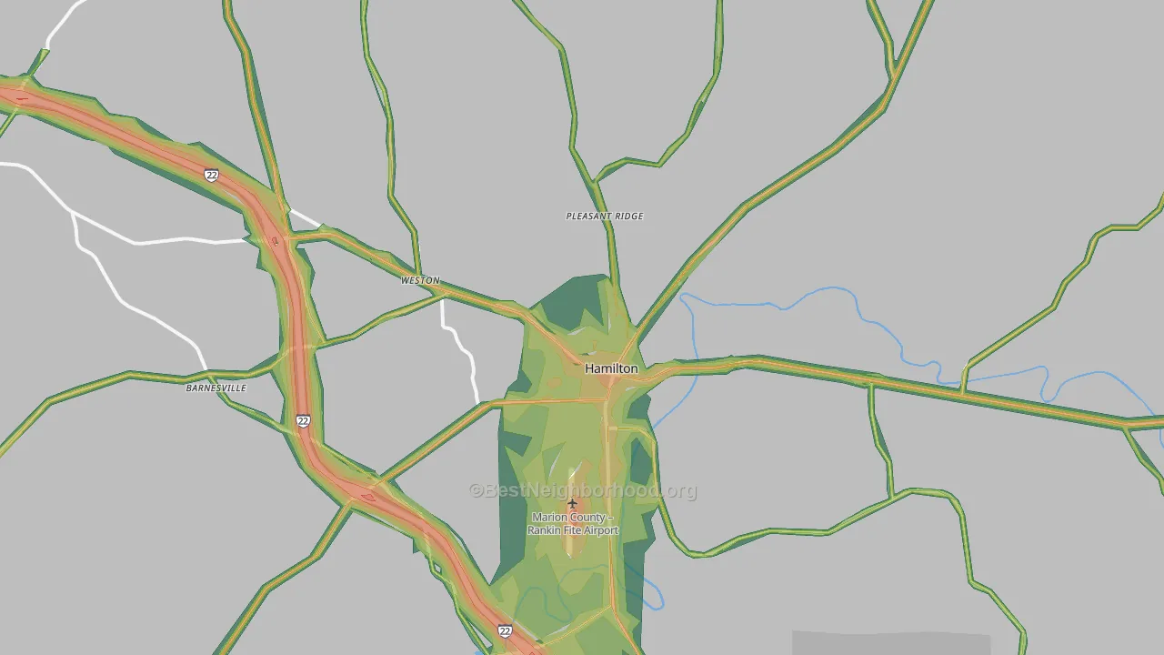 Hamilton, AL Map of Noise Levels in Hamilton