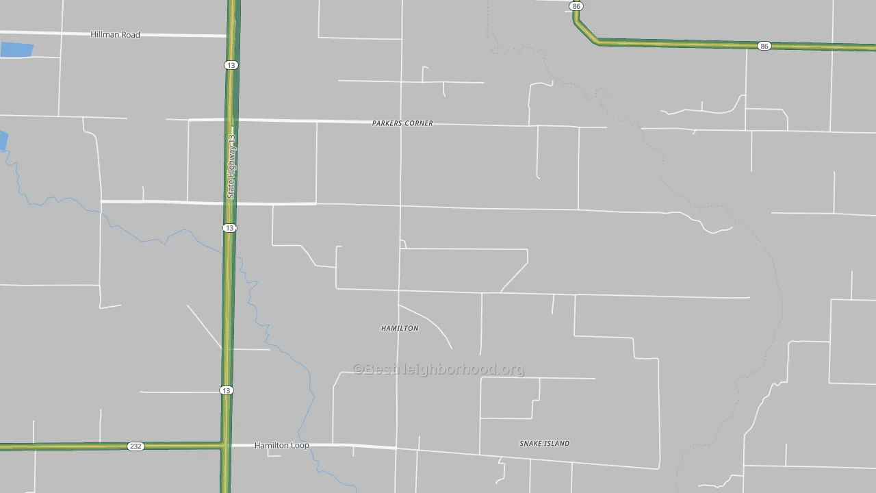 Hamilton, AR Map of Noise Levels in Hamilton