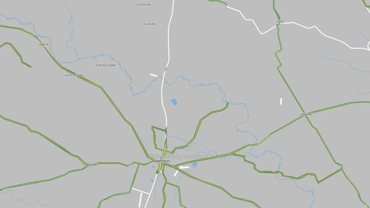 Hamilton County, TX Map of Noise Levels in Hamilton County