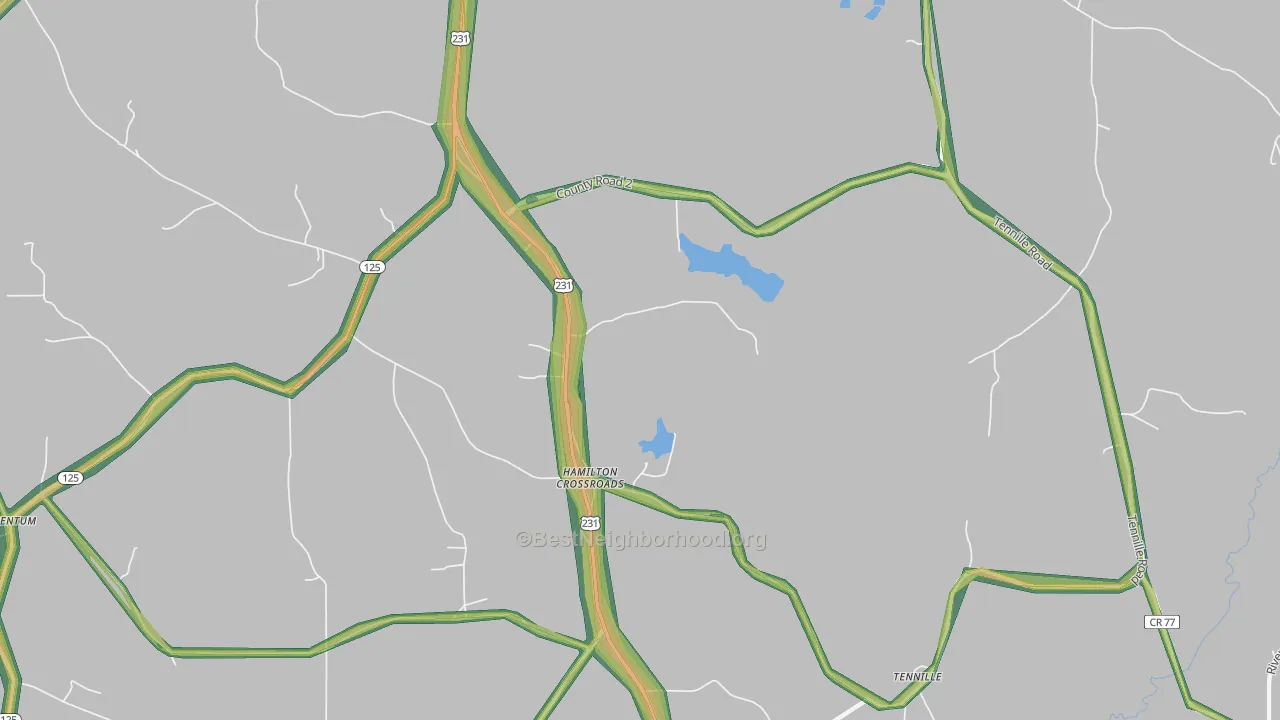 Hamilton Crossroads, AL Map of Noise Levels in Hamilton Crossroads