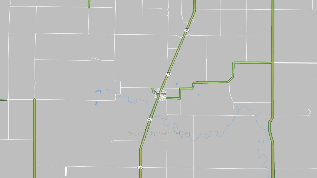 Hamilton, KS Map of Noise Levels in Hamilton
