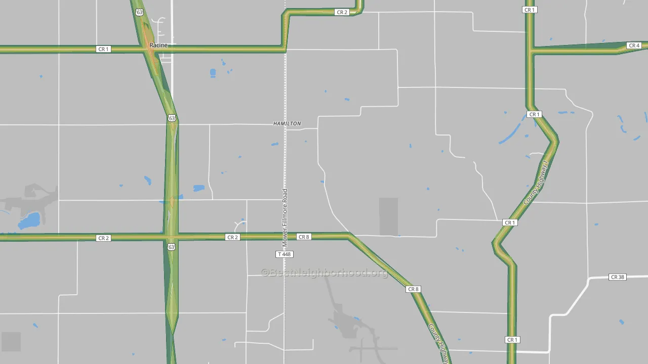 Hamilton, MN Map of Noise Levels in Hamilton