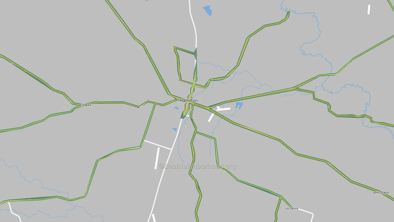 Hamilton, TX Map of Noise Levels in Hamilton
