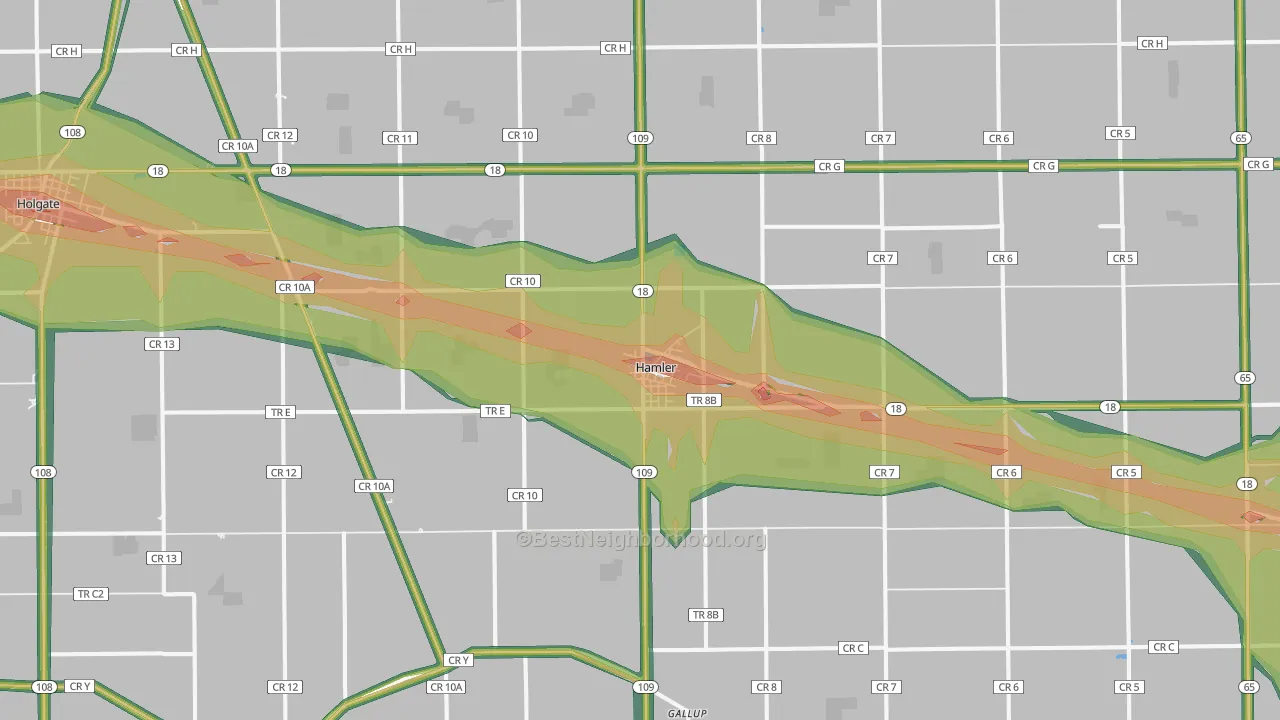 Hamler, OH Map of Noise Levels in Hamler