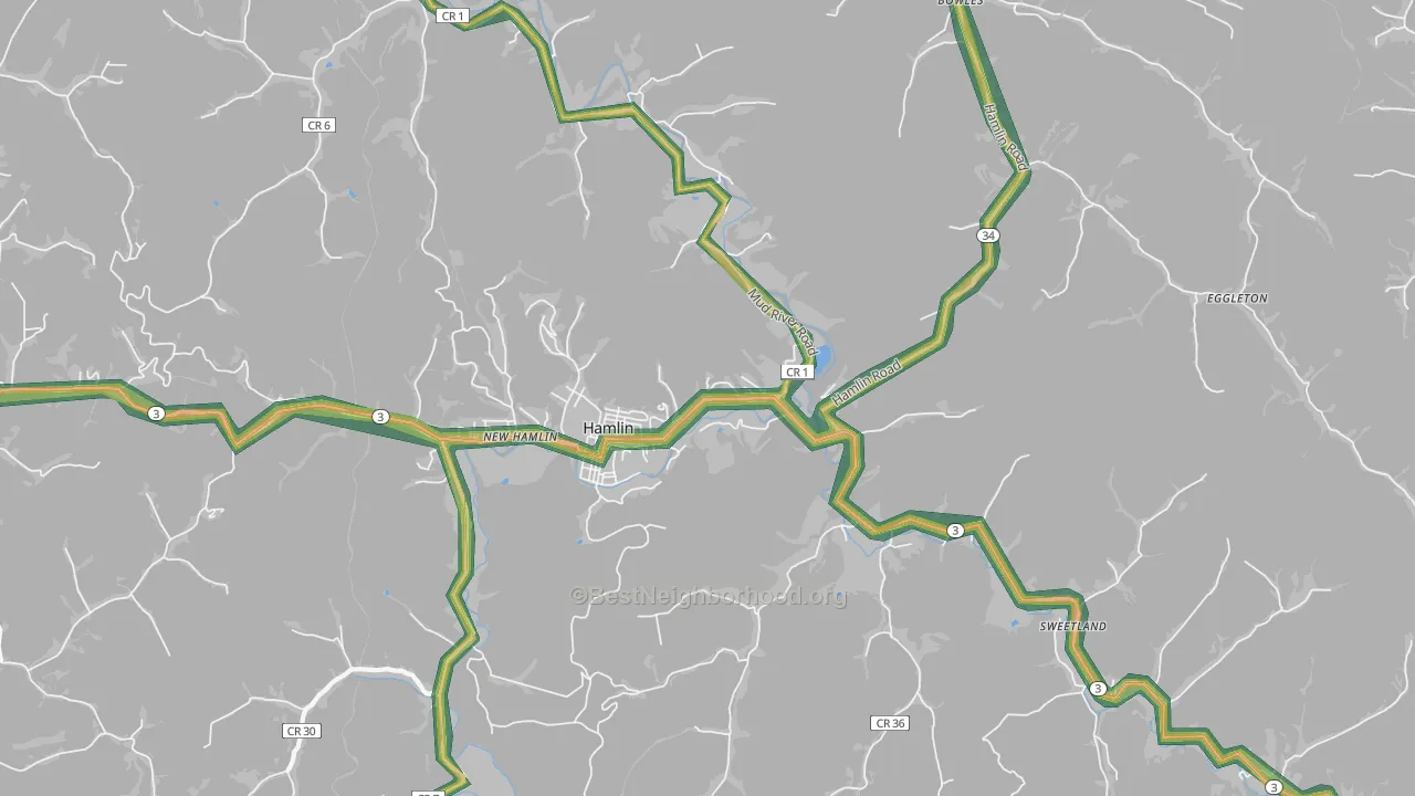 Hamlin, WV Map of Noise Levels in Hamlin
