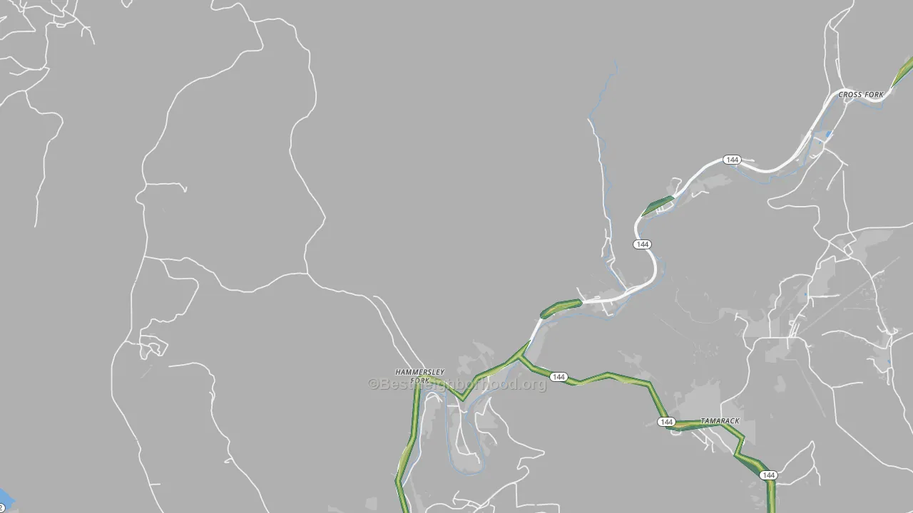 Hammersley Fork, PA Map of Noise Levels in Hammersley Fork
