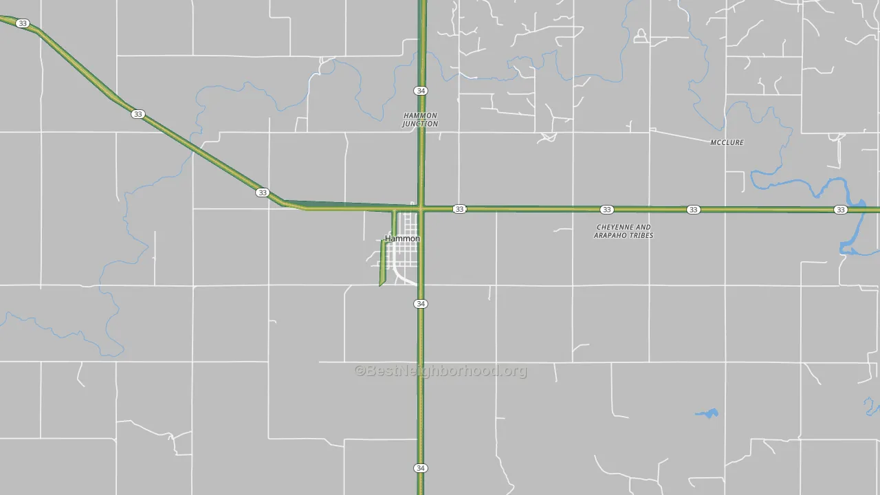 Hammon, OK Map of Noise Levels in Hammon