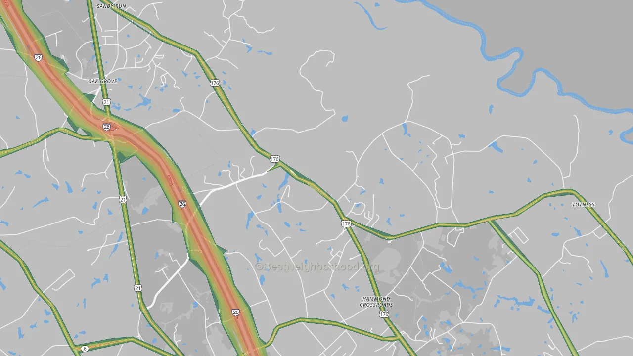 Hammond Crossroads, SC Map of Noise Levels in Hammond Crossroads