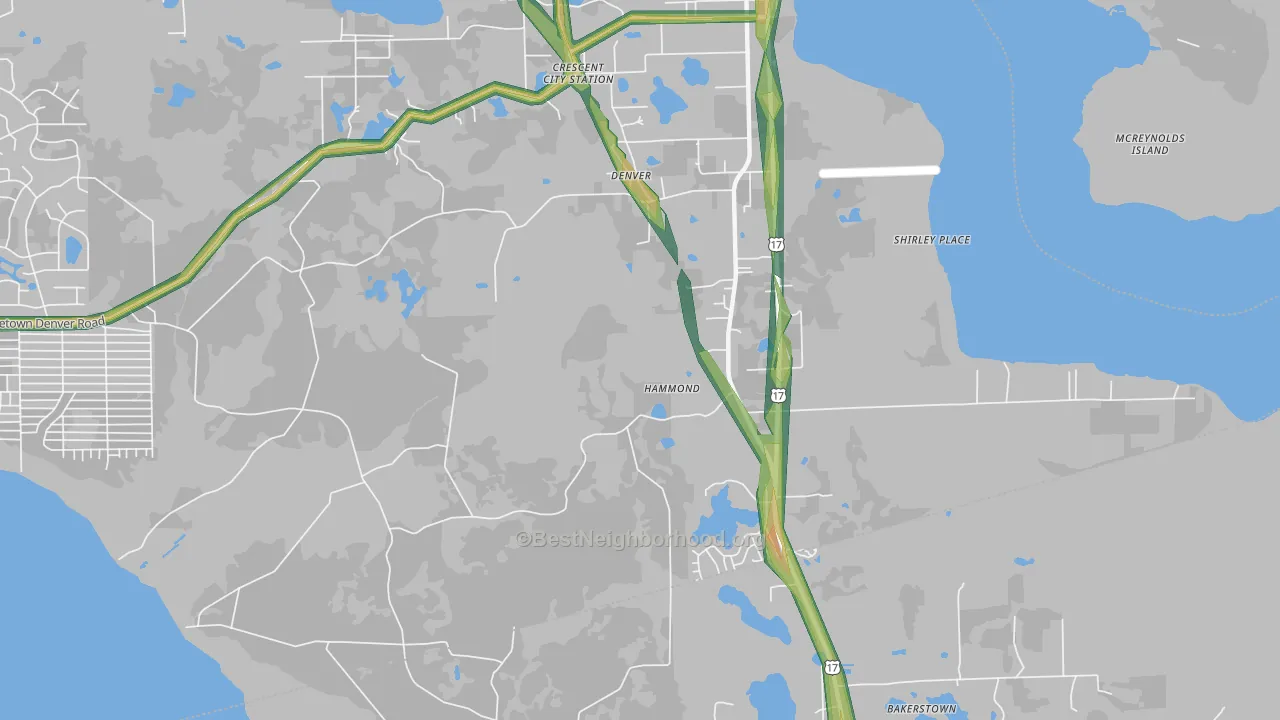 Hammond, FL Map of Noise Levels in Hammond