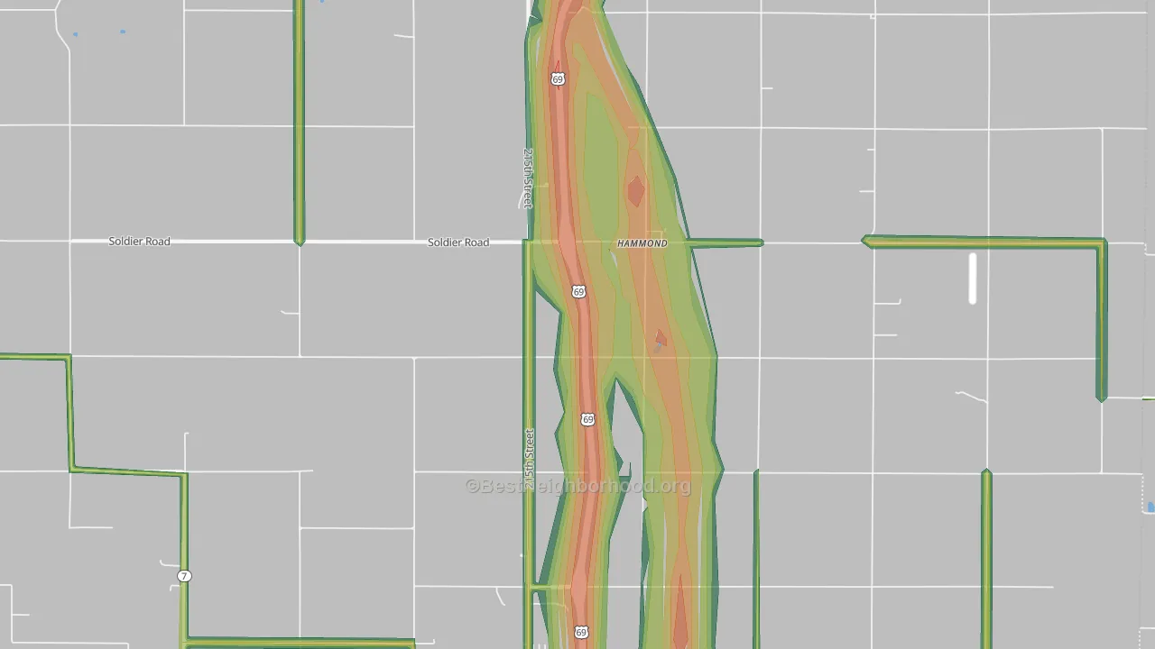 Hammond, KS Map of Noise Levels in Hammond