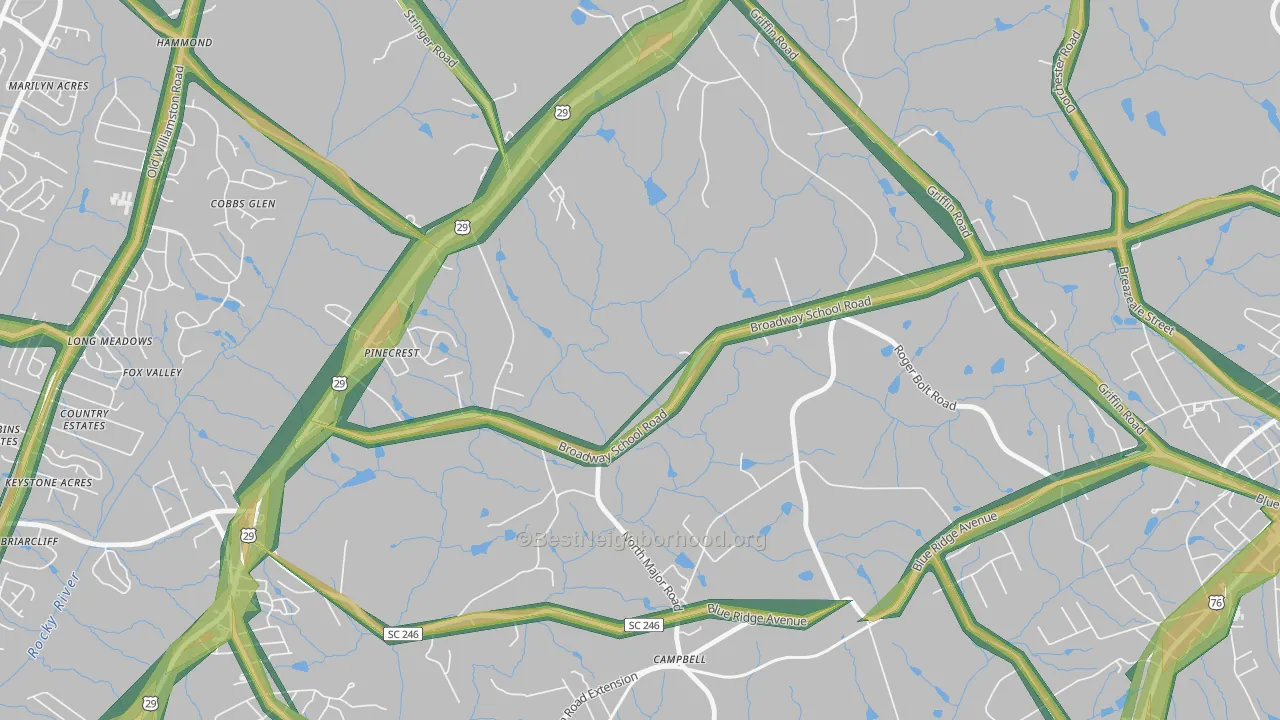 Hammond, SC Map of Noise Levels in Hammond