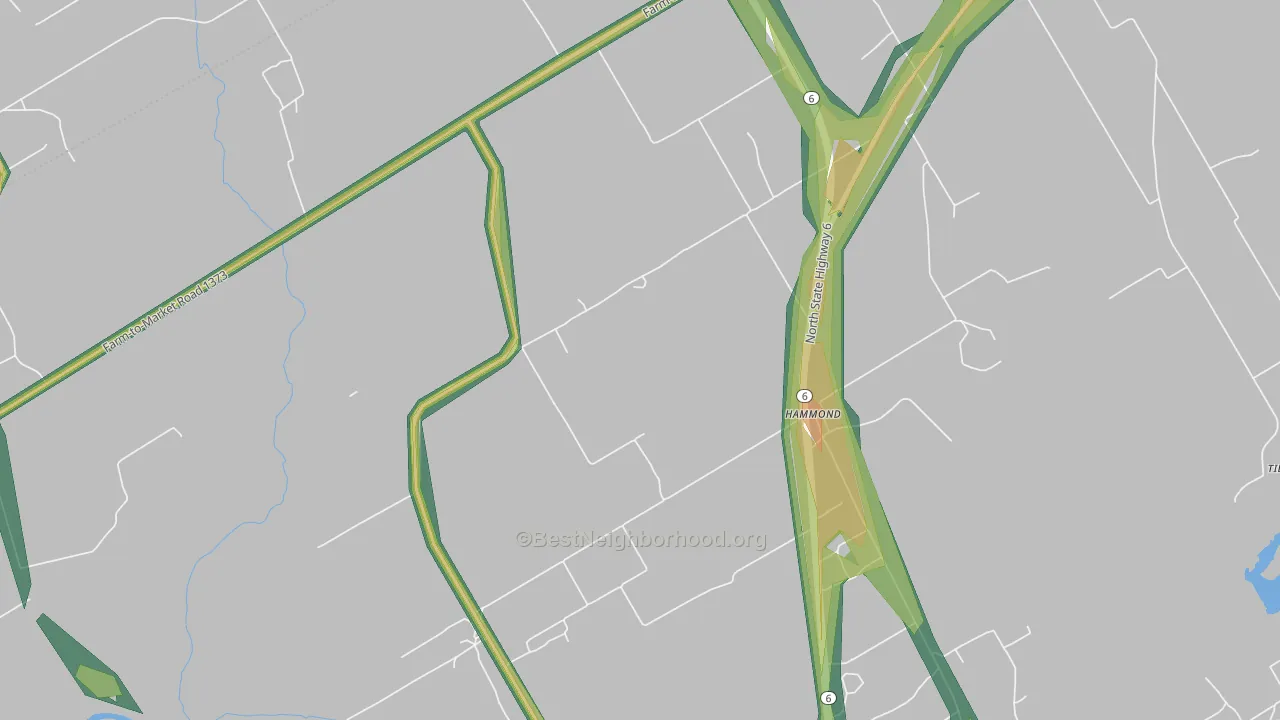 Hammond, TX Map of Noise Levels in Hammond
