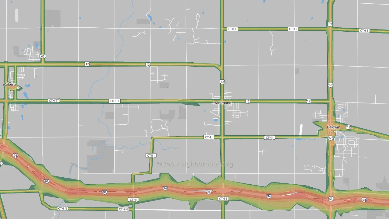 Hammond, WI Map of Noise Levels in Hammond