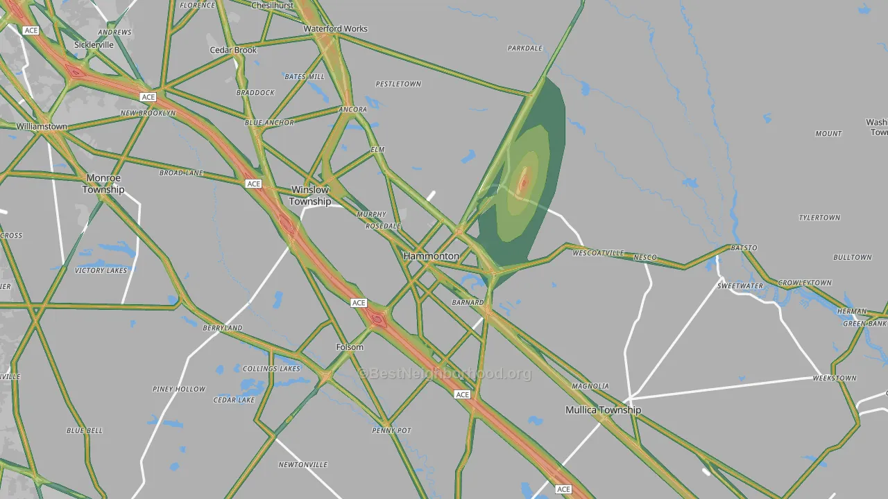 Hammonton, NJ Map of Noise Levels in Hammonton