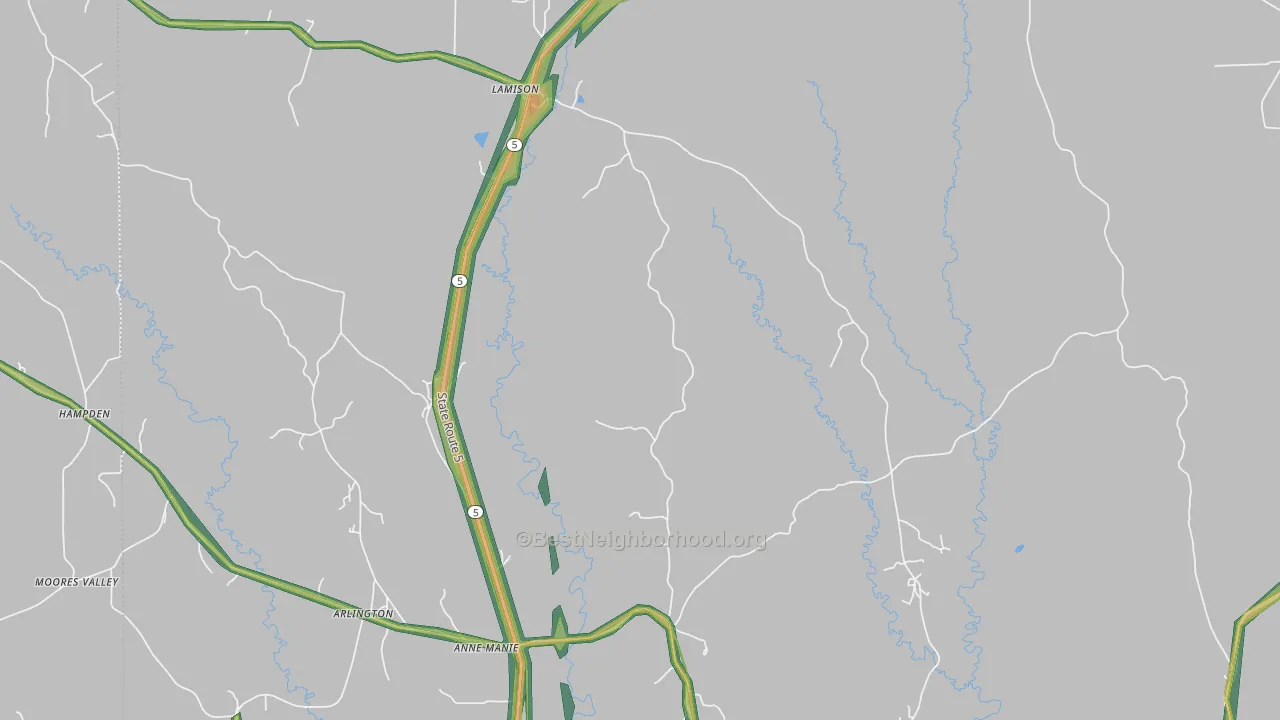 Hampden, AL Map of Noise Levels in Hampden