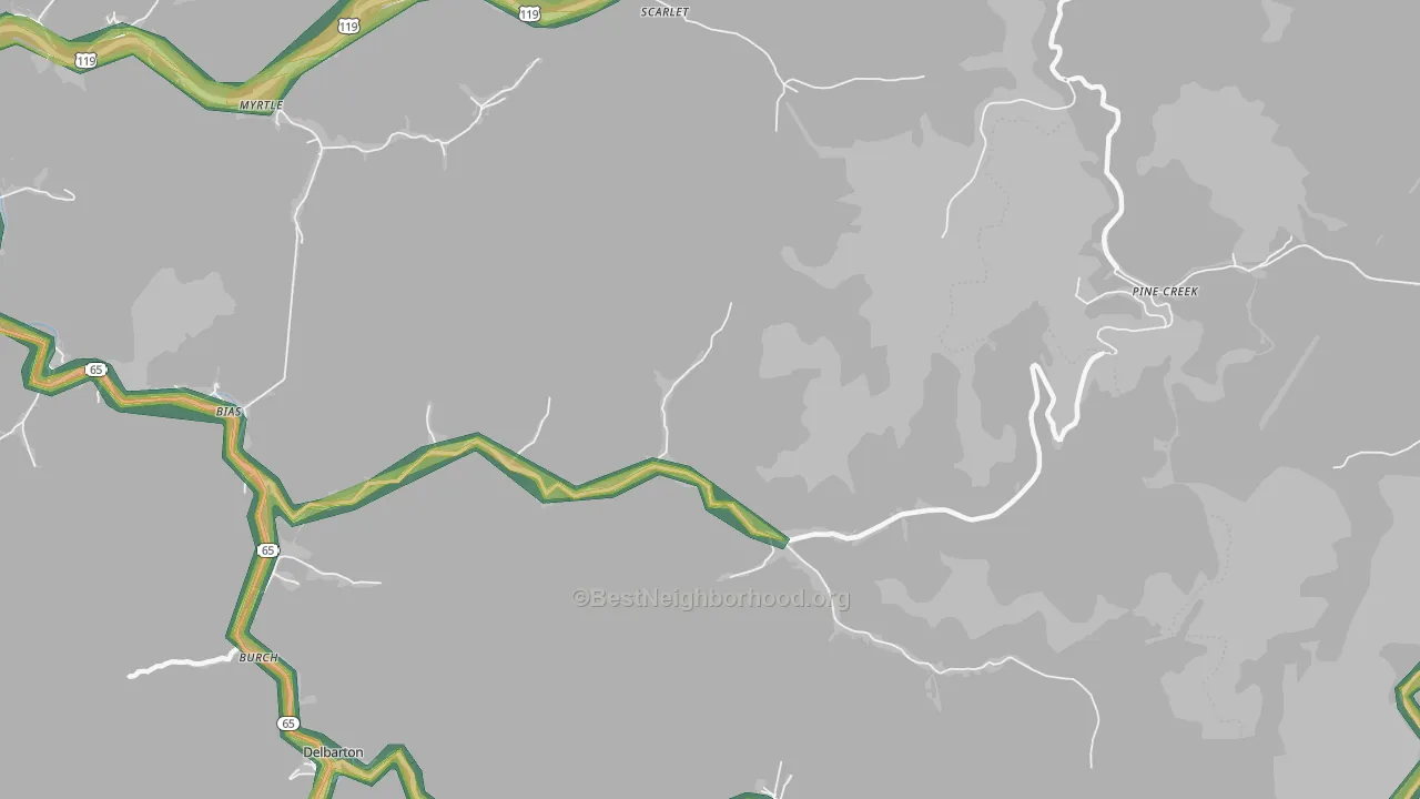 Hampden, WV Map of Noise Levels in Hampden