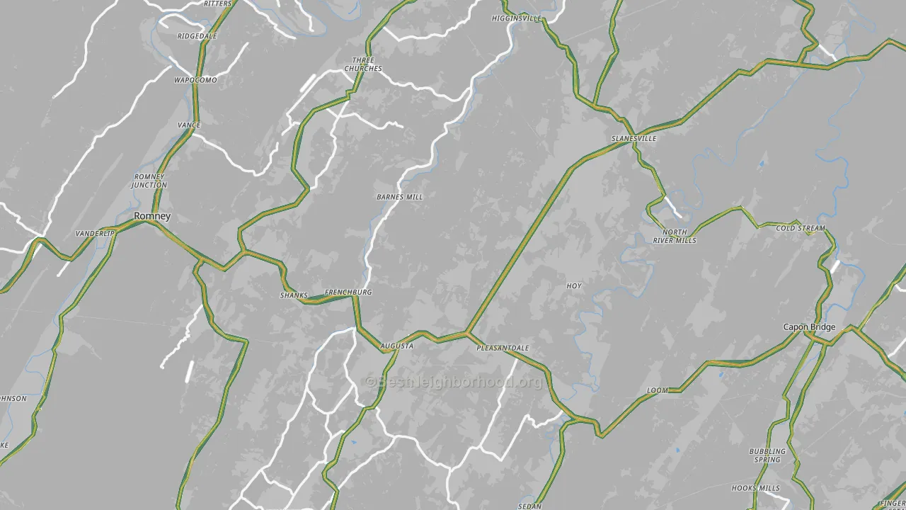 Hampshire County, WV Map of Noise Levels in Hampshire County