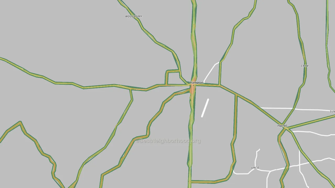 Hampton, AR Map of Noise Levels in Hampton
