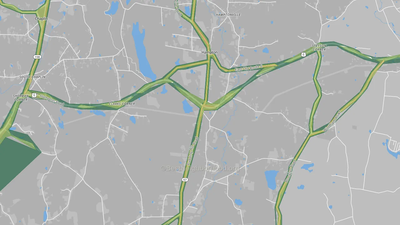 Hampton, CT Map of Noise Levels in Hampton