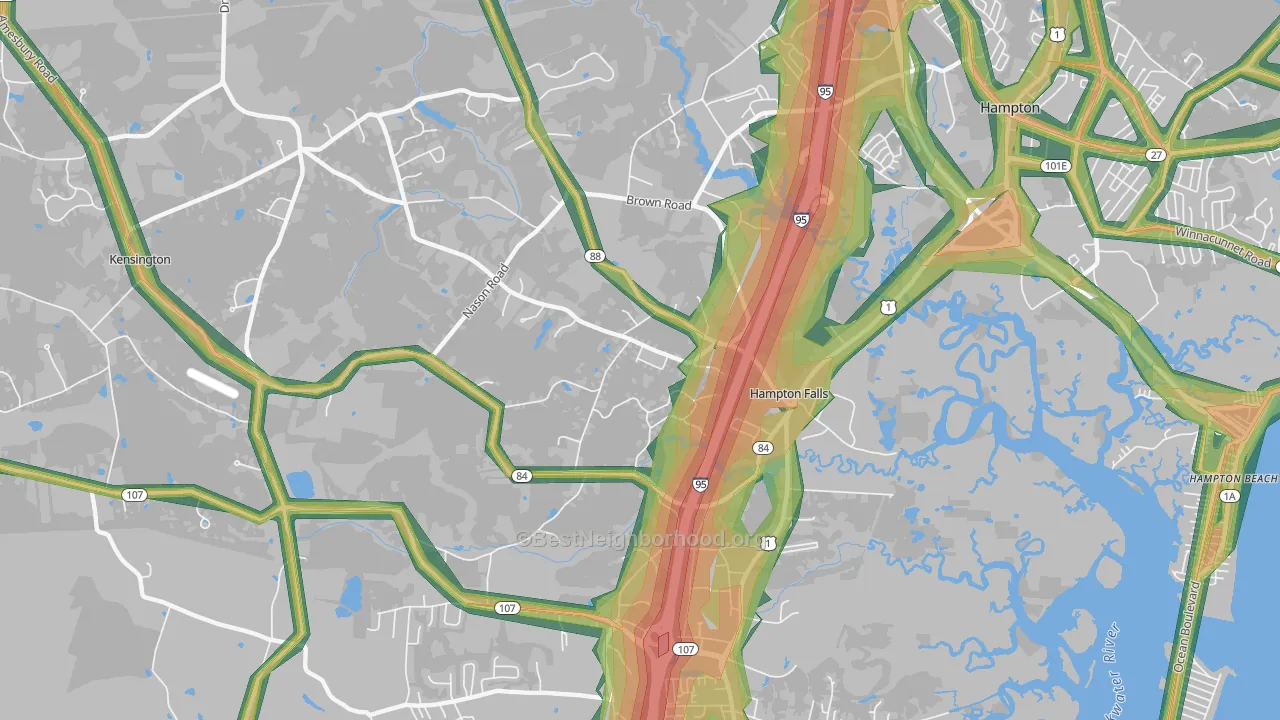 Hampton Falls, NH Map of Noise Levels in Hampton Falls