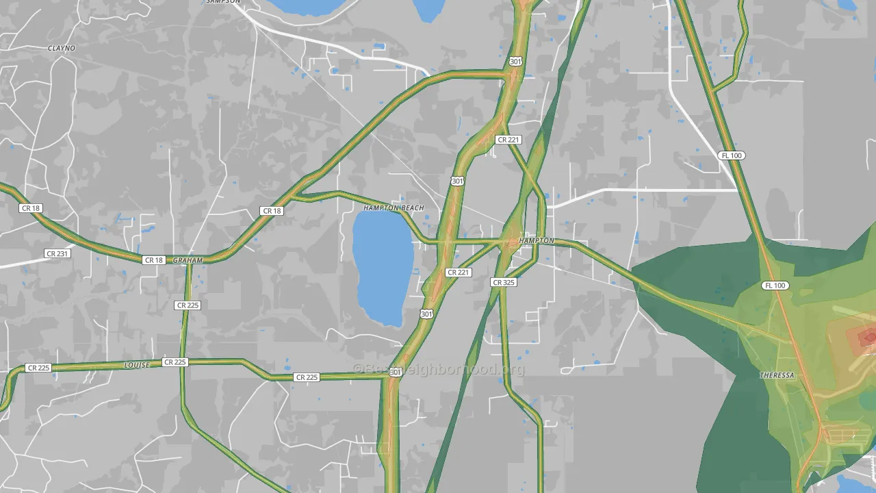 Hampton, FL Map of Noise Levels in Hampton
