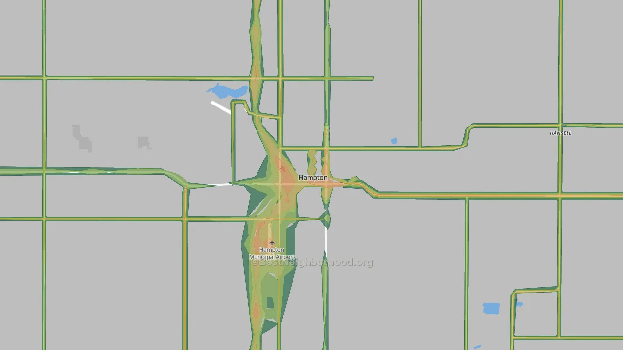 Hampton, IA Map of Noise Levels in Hampton