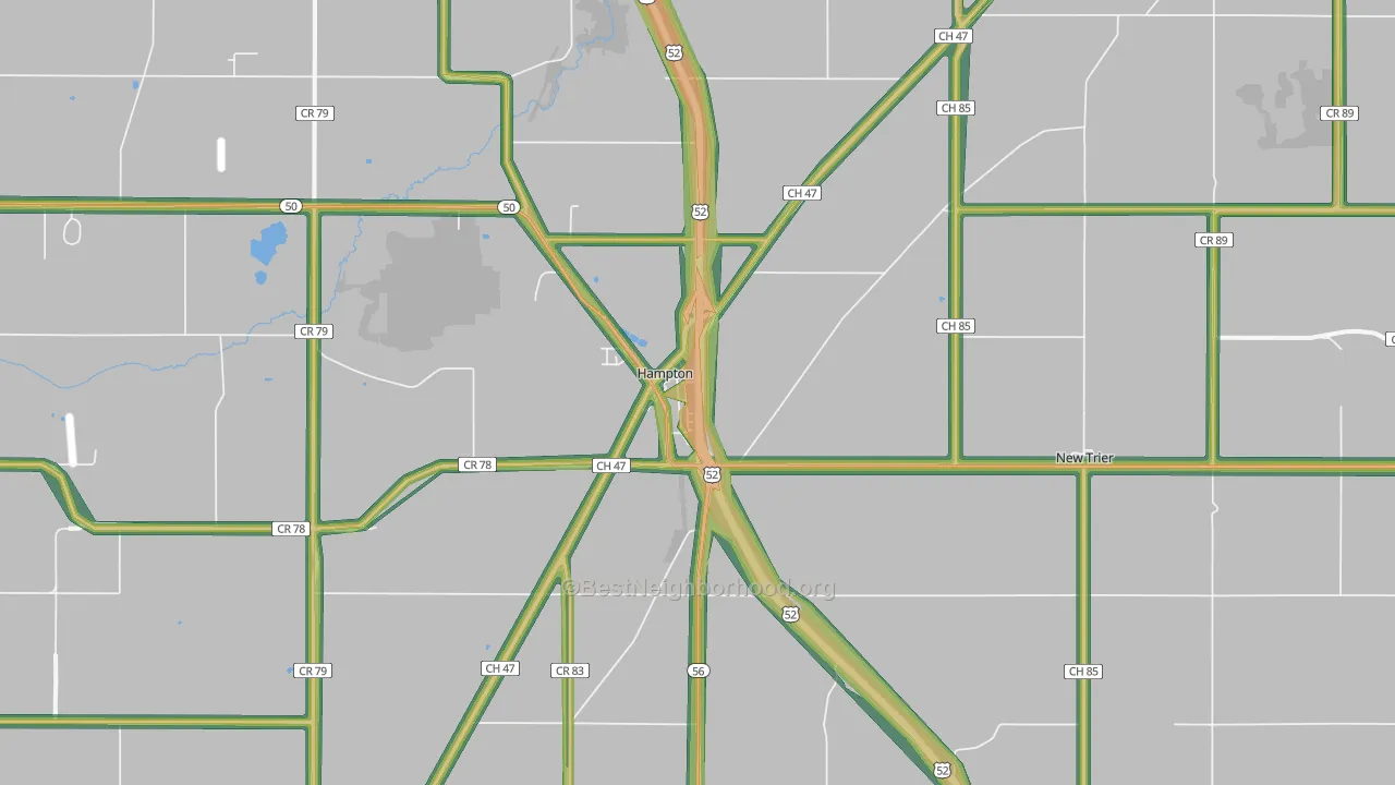 Hampton, MN Map of Noise Levels in Hampton