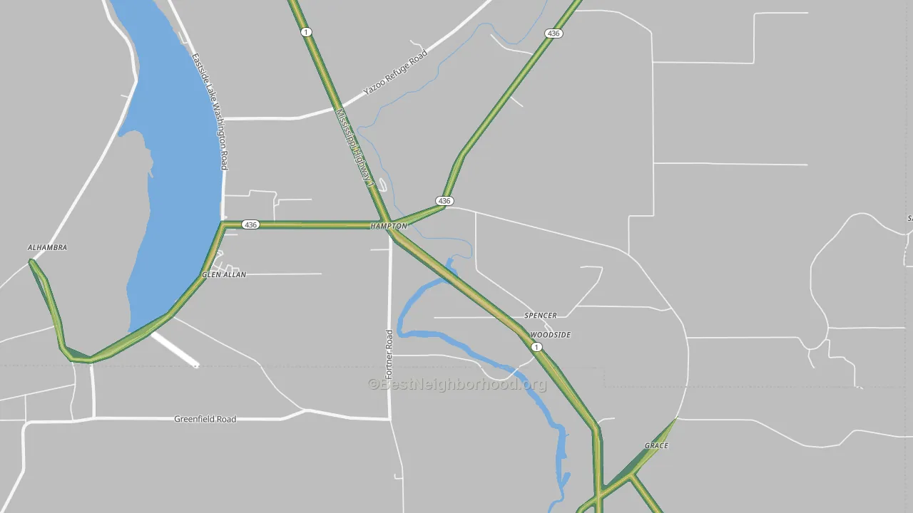 Hampton, MS Map of Noise Levels in Hampton