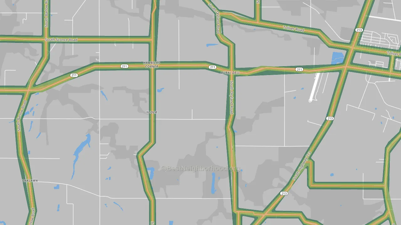 Hamricks Corner, OR Map of Noise Levels in Hamricks Corner