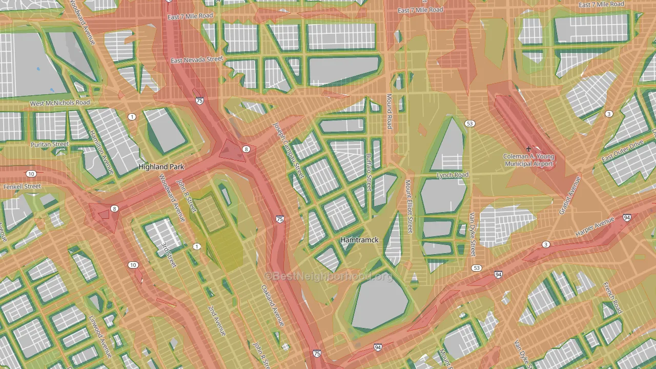 Hamtramck, MI Map of Noise Levels in Hamtramck