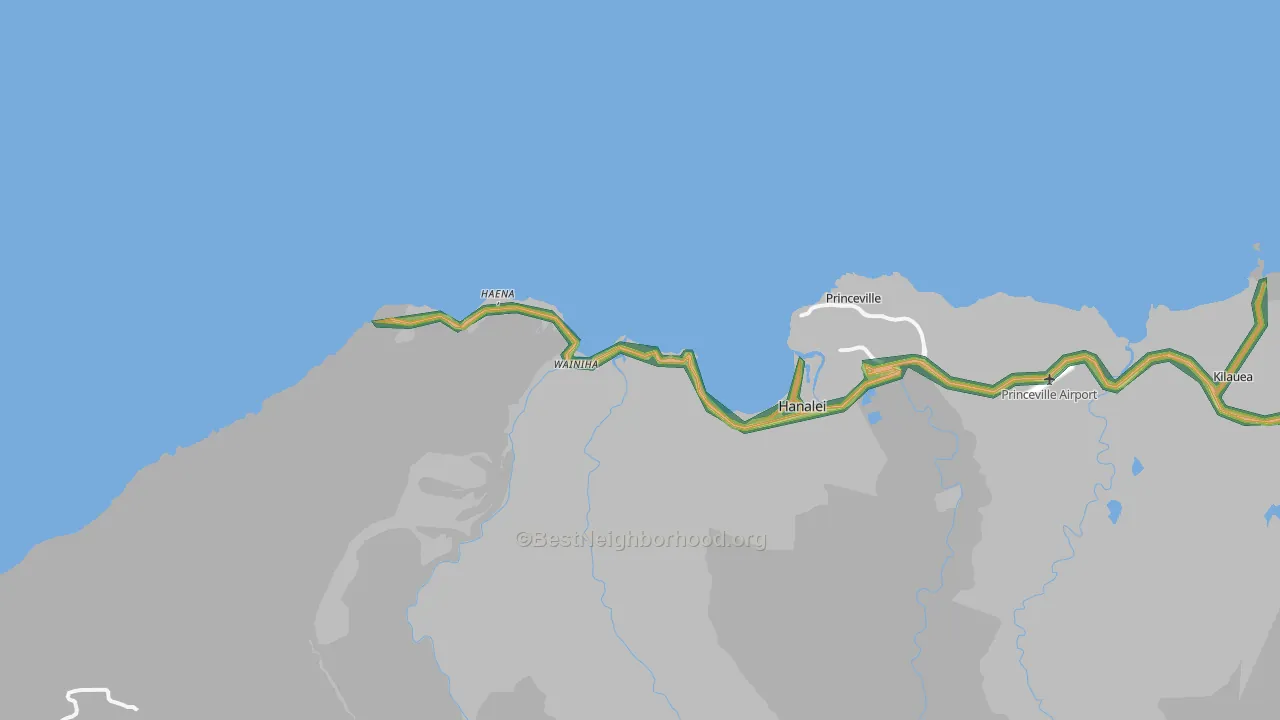 Hanalei, HI Map of Noise Levels in Hanalei