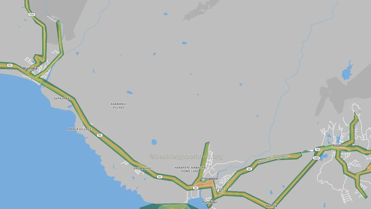 Hanapepe Heights, HI Map of Noise Levels in Hanapepe Heights