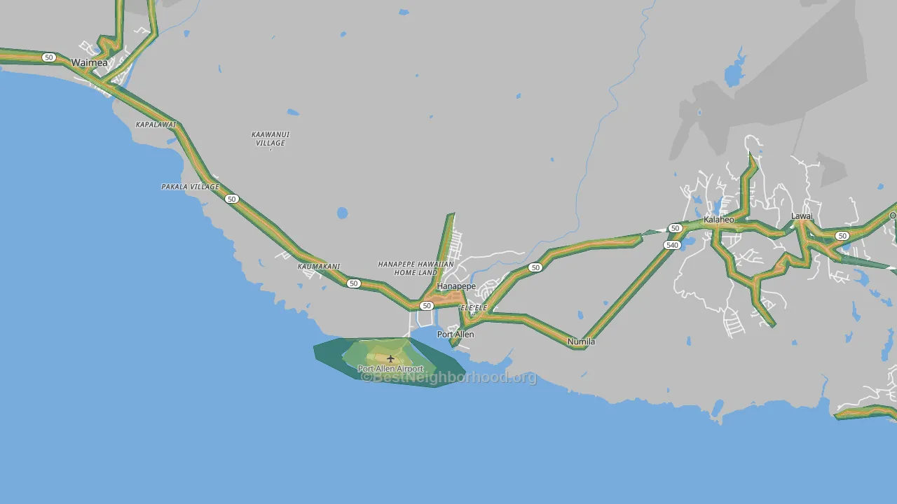 Hanapepe, HI Map of Noise Levels in Hanapepe