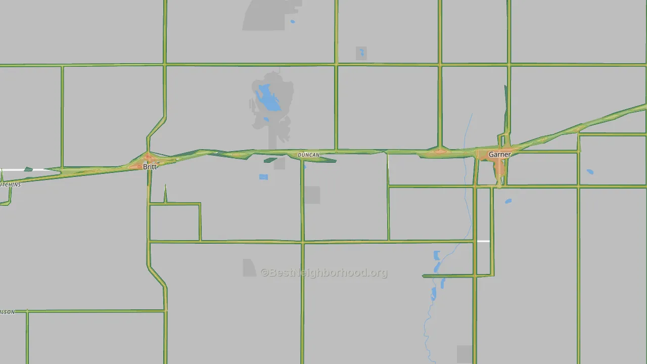 Hancock County, IA Map of Noise Levels in Hancock County
