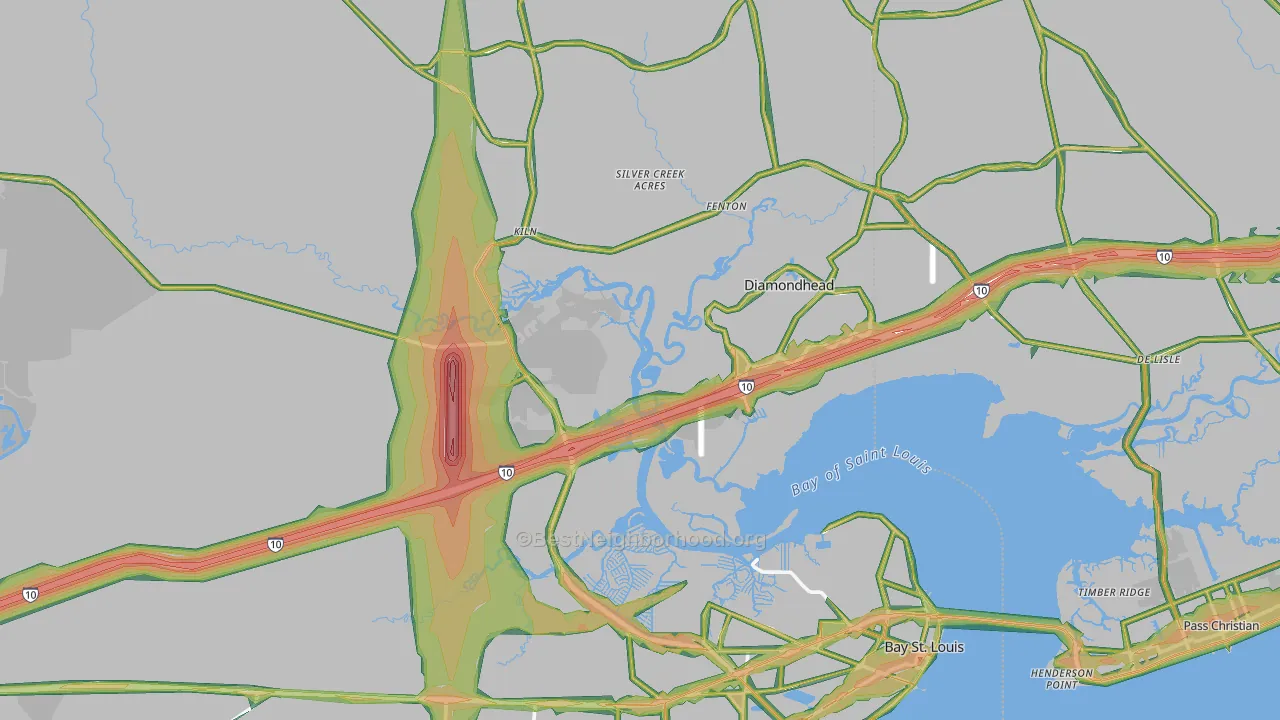 Hancock County, MS Map of Noise Levels in Hancock County
