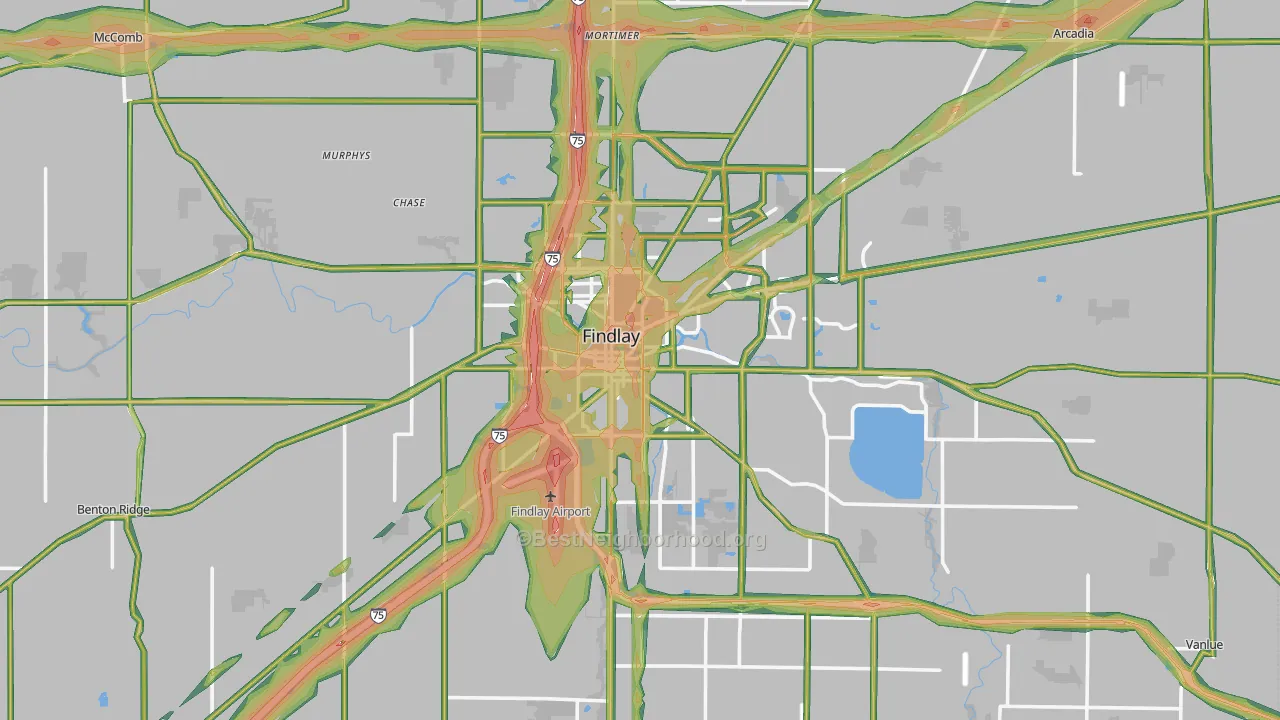Hancock County, OH Map of Noise Levels in Hancock County