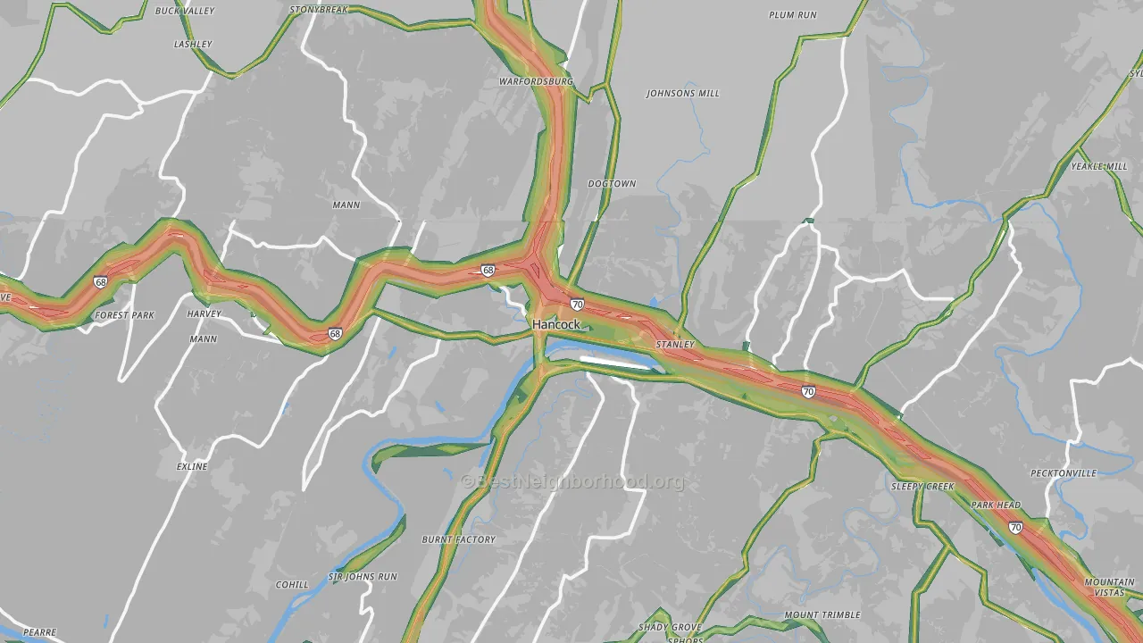 Hancock, MD Map of Noise Levels in Hancock