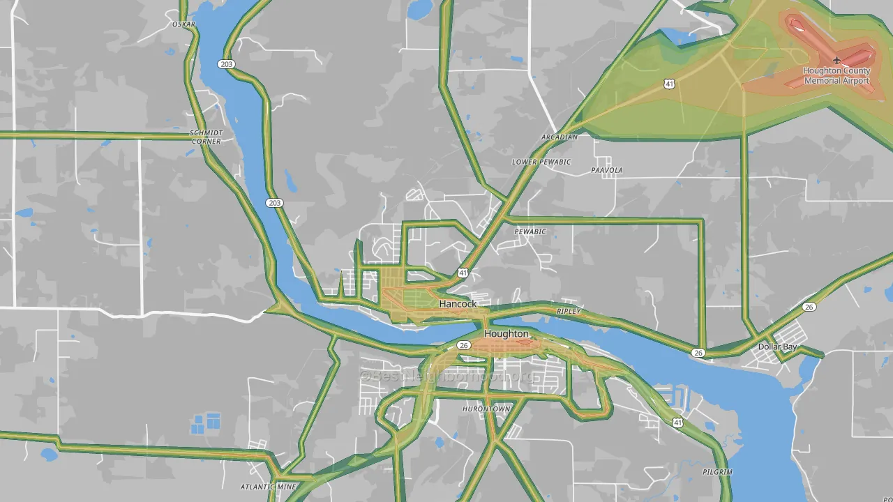 Hancock, MI Map of Noise Levels in Hancock