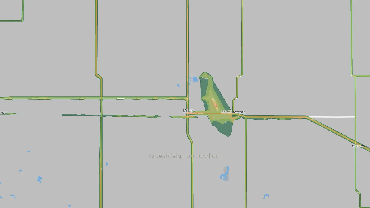 Hand County, SD Map of Noise Levels in Hand County