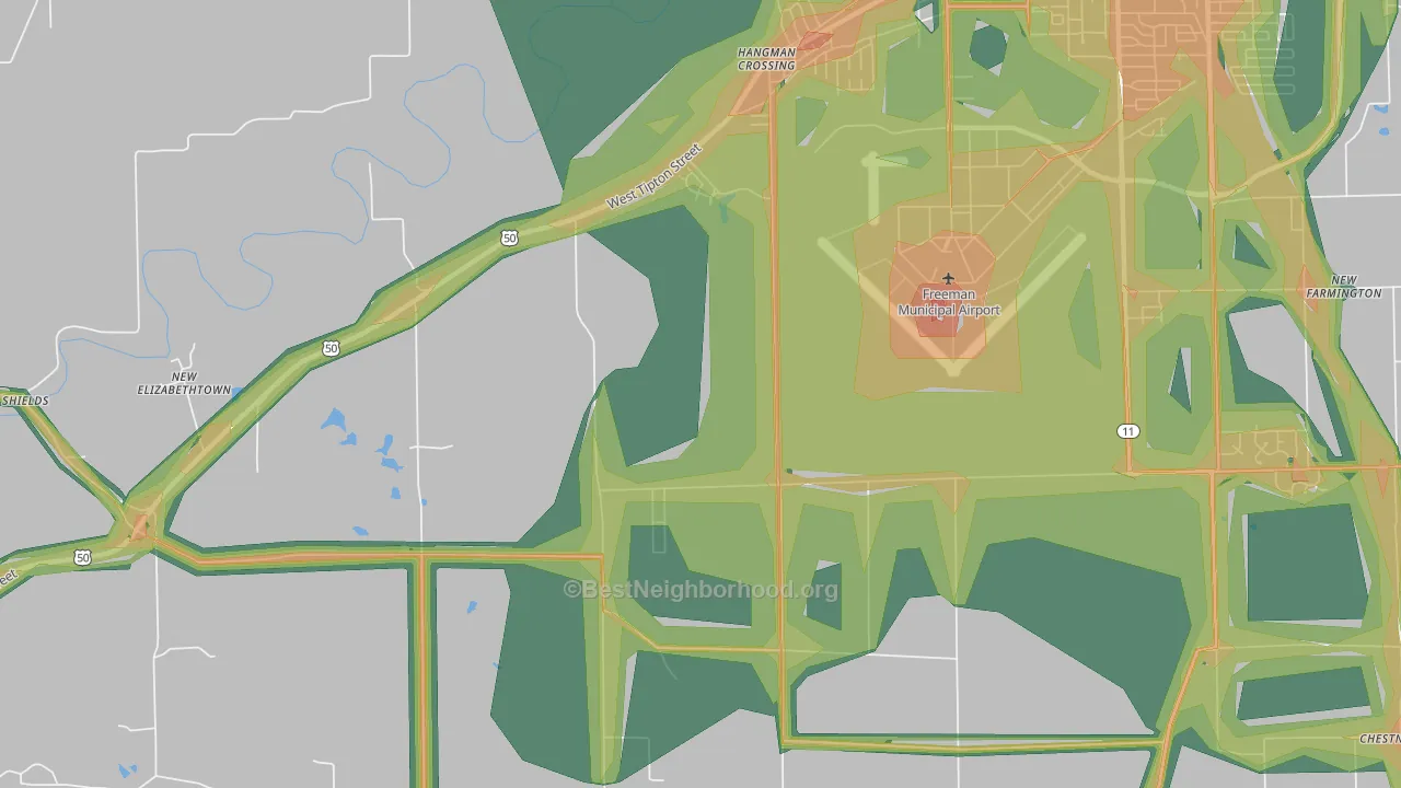 Hangman Crossing, IN Map of Noise Levels in Hangman Crossing