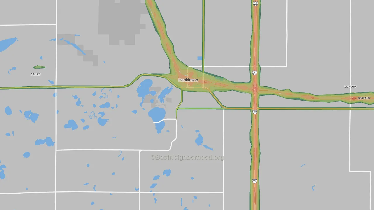 Hankinson, ND Map of Noise Levels in Hankinson