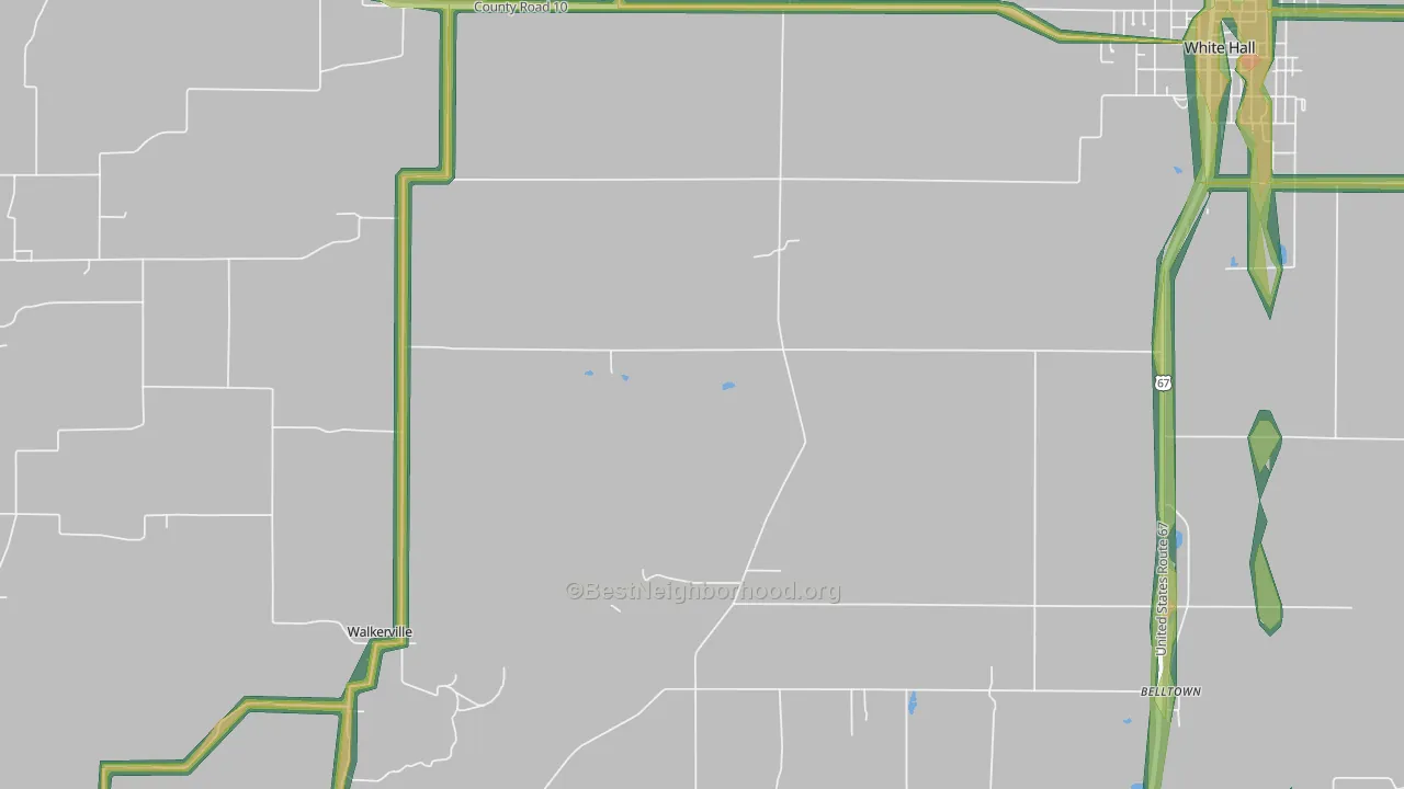 Hanks Station, IL Map of Noise Levels in Hanks Station