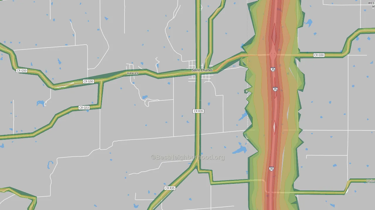 Hanley, IA Map of Noise Levels in Hanley
