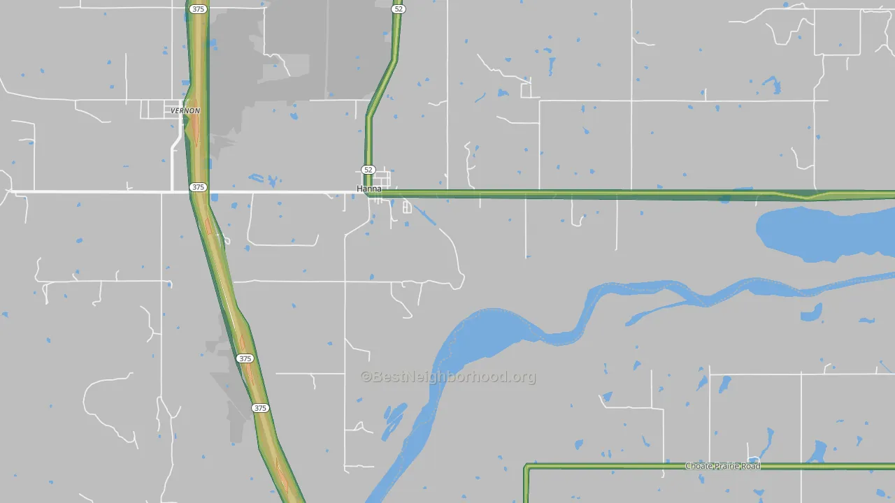 Hanna, OK Map of Noise Levels in Hanna